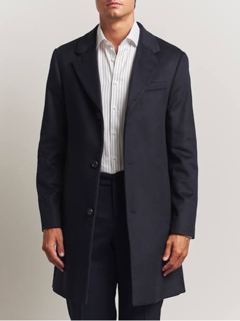 Banana Republic Men's Black Pea Coat - Single-Breasted Tailored